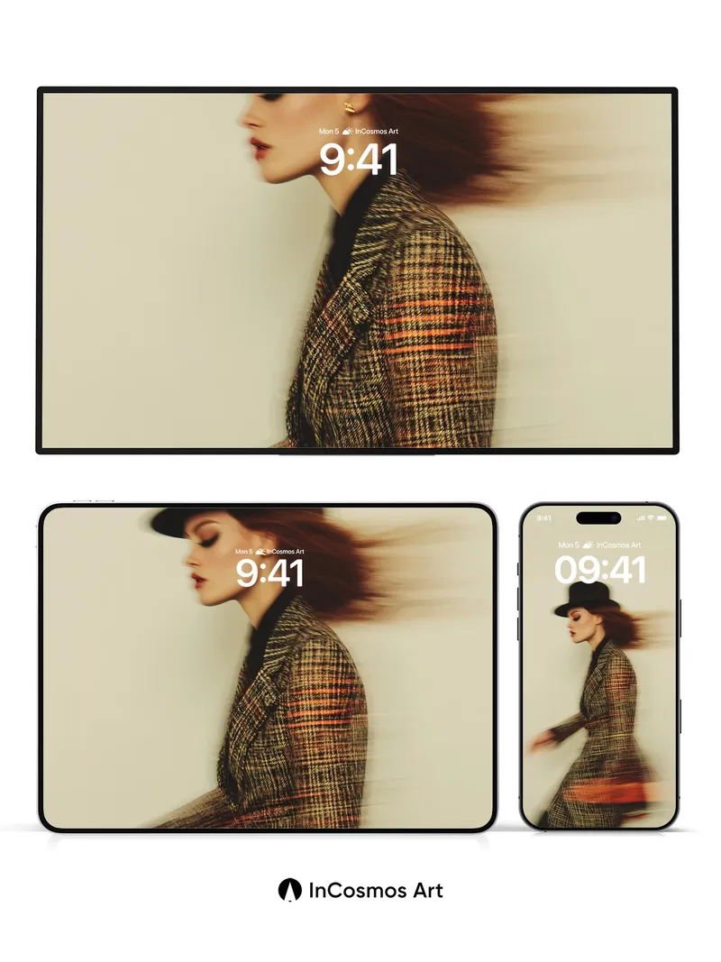 Whispering Motion Wallpaper with Plaid Elegance