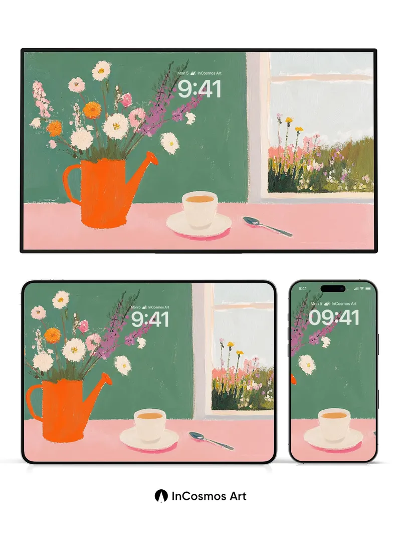 Serenity Garden Wallpaper with Sunlit Stillness