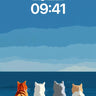 Serenity Seascape Wallpaper with Feline Silhouettes wallpaper for iPhone, iPad & Mac