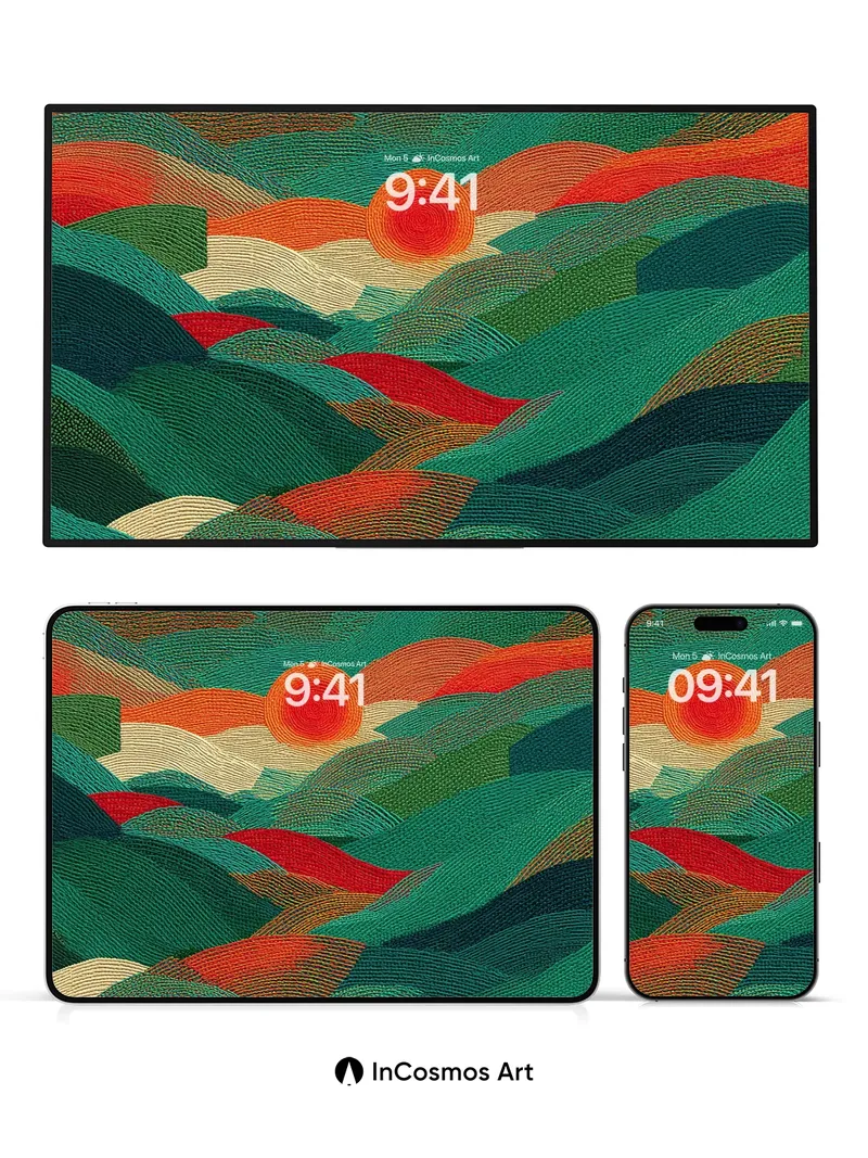 Emberwave Landscape Wallpaper with Textured Hues