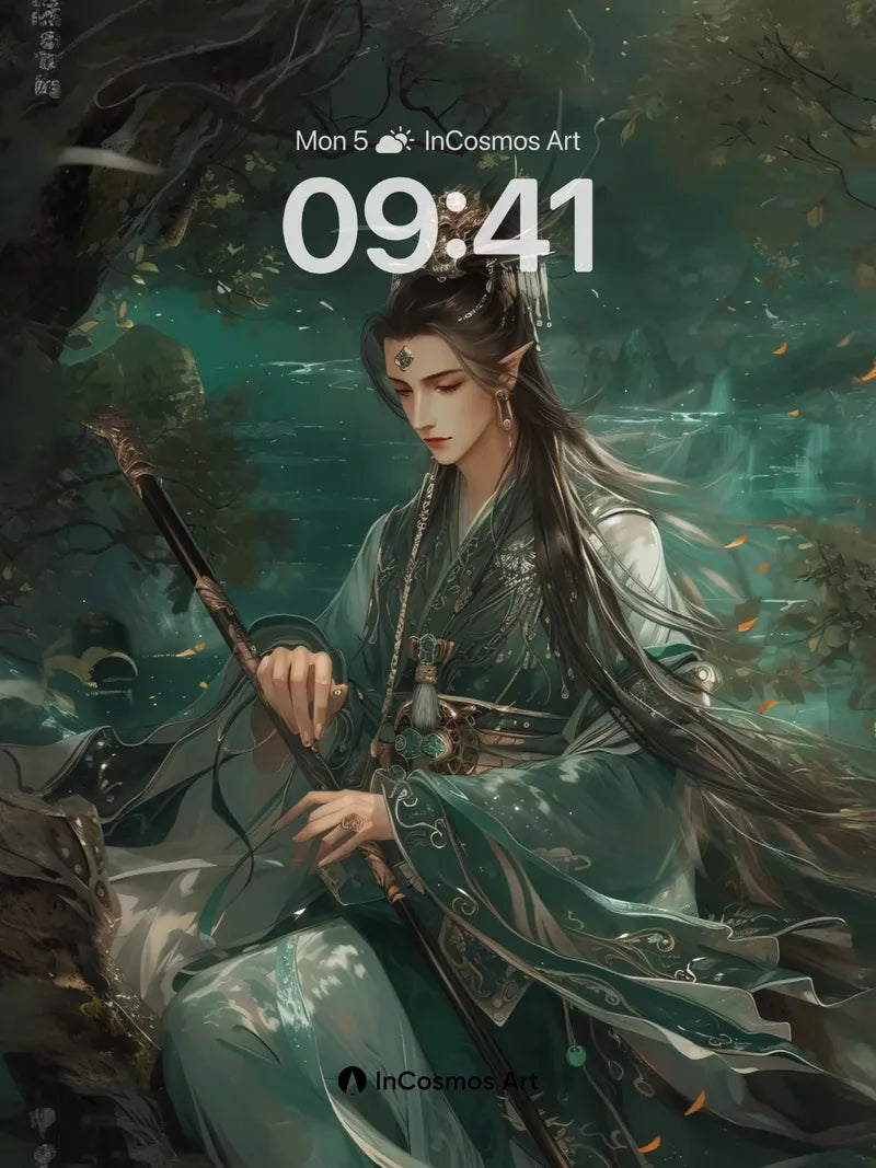 Whispering Forest Wallpaper with Jade Veil