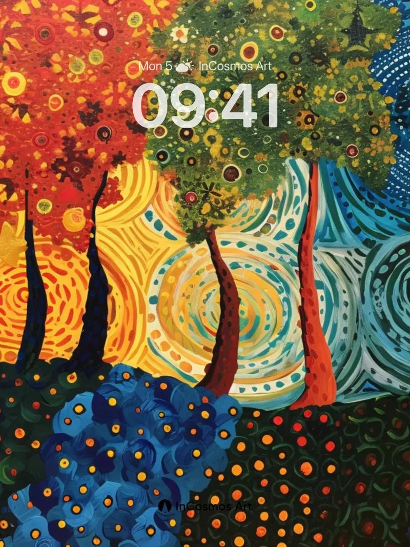 Whirling Forest Wallpaper with Cosmic Roots