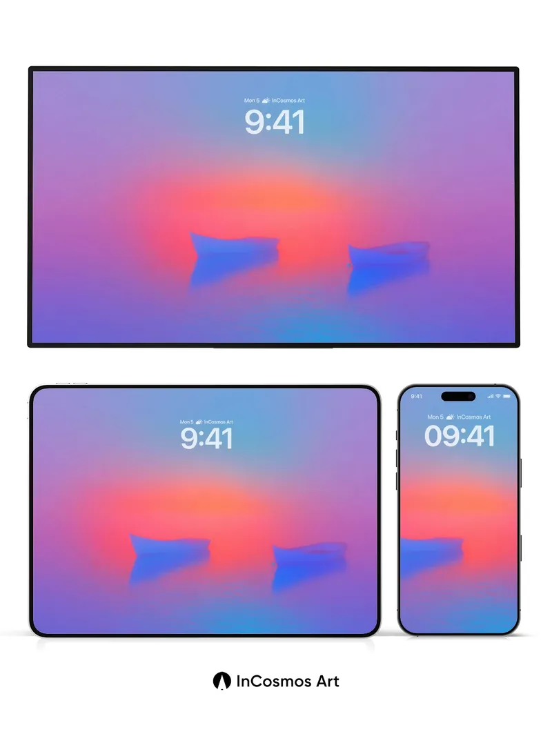 Neon Hush Wallpaper with Floating Fragments