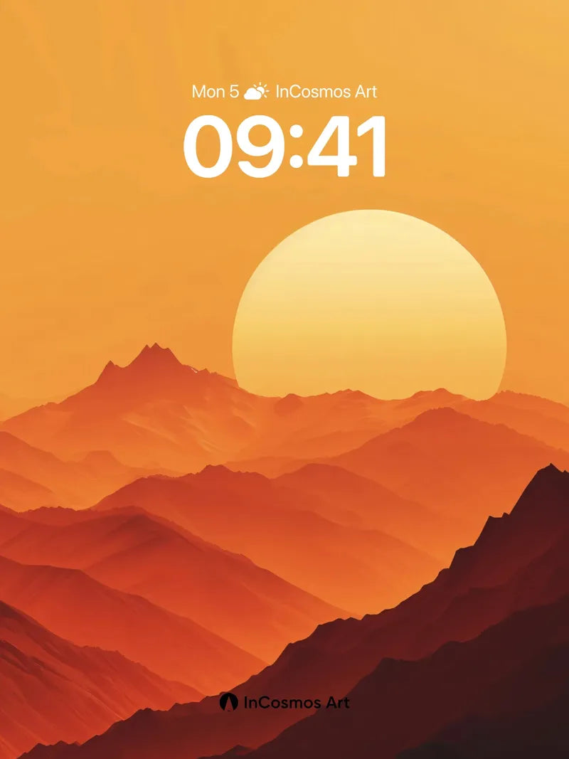 Crimson Horizon Wallpaper with Sunlit Peaks