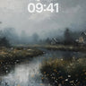 Misty River Reflection Wallpaper with Forgotten Cottages wallpaper for iPhone, iPad & Mac