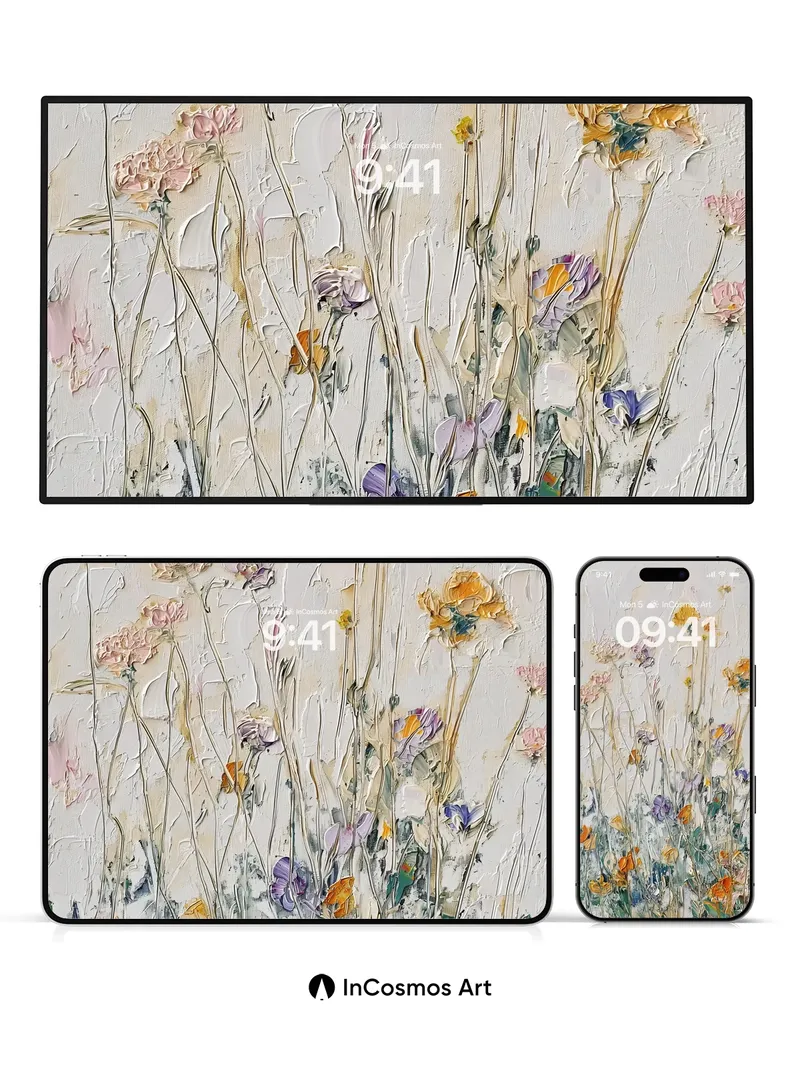 Whispering Meadow Wallpaper with Textured Bloom