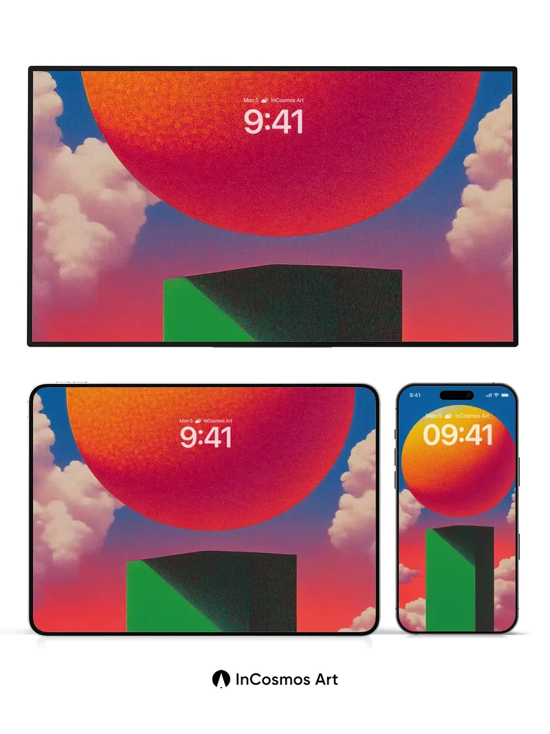 Surreal Horizon Wallpaper with Floating Orb