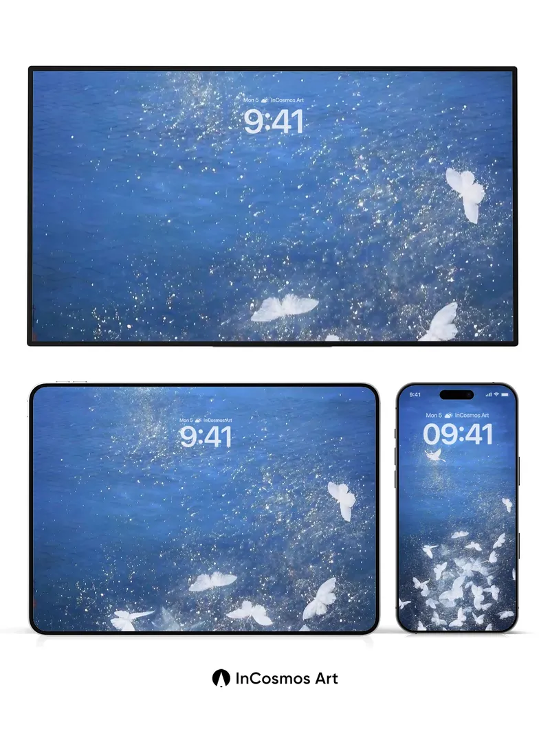 Luminous Flight Wallpaper with Celestial Butterflies