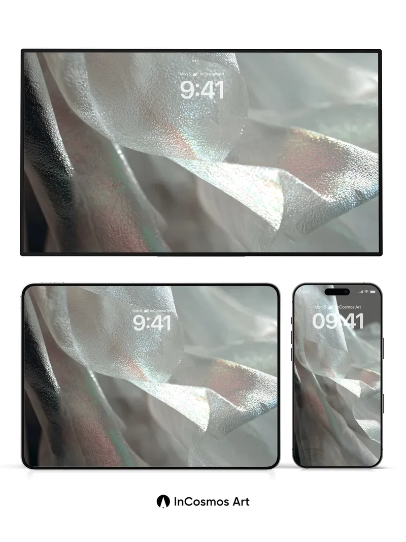 Luminous Drift Wallpaper with Iridescent Veils