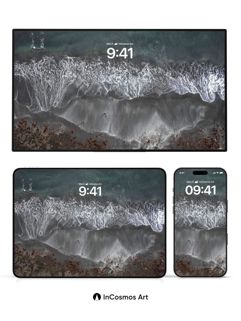 Whispering Tides Wallpaper with Frosted Edge