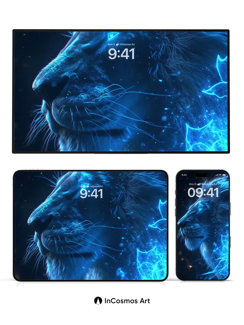 Cosmic Lion Wallpaper with Electric Mane