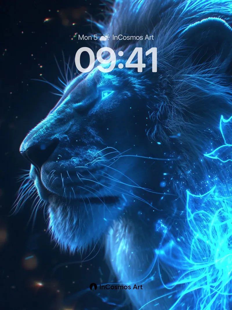 Cosmic Lion Wallpaper with Electric Mane