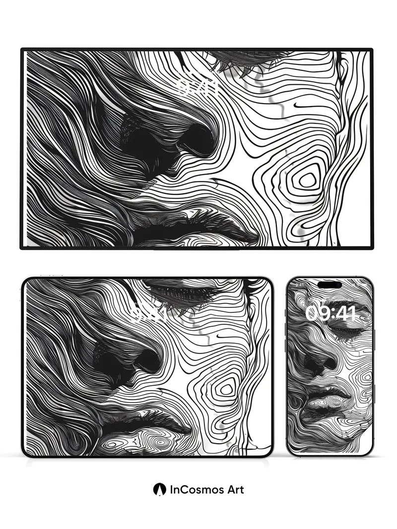 Topographic Silence Wallpaper with Contoured Lines