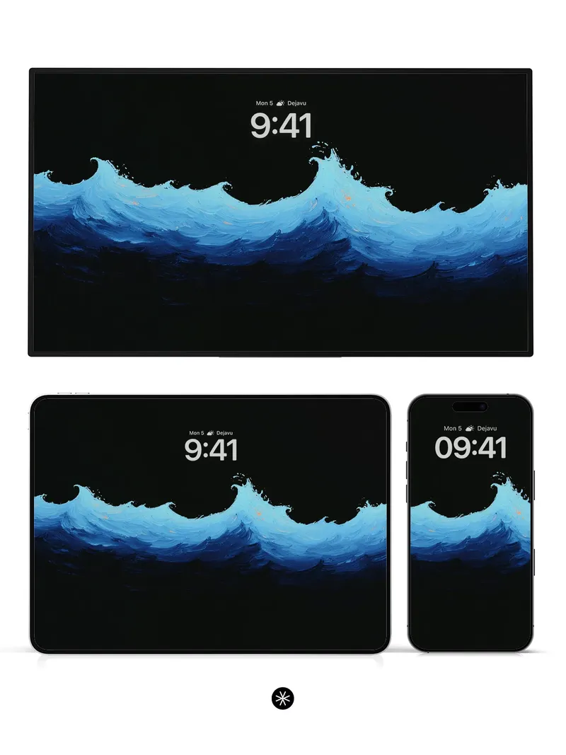 Midnight Ocean Waves AMOLED Wallpaper