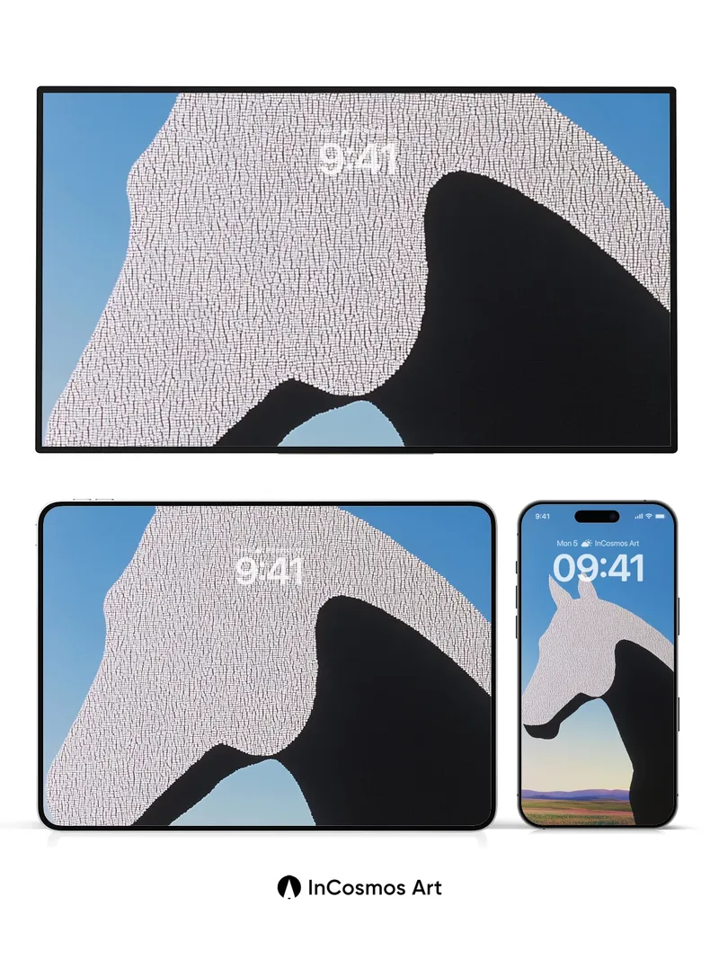 Silent Horizon Wallpaper with Textured Horse Silhouette