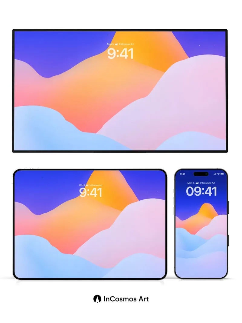 Serenity Gradient Wallpaper with Floating Peaks
