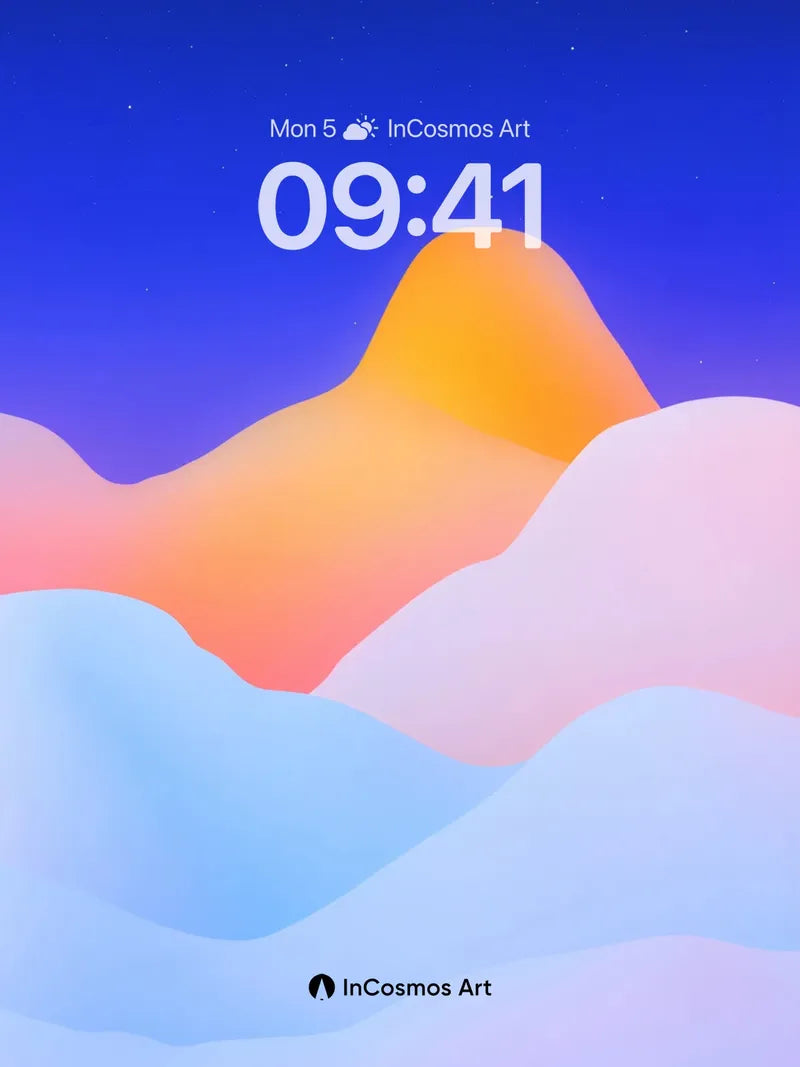 Serenity Gradient Wallpaper with Floating Peaks