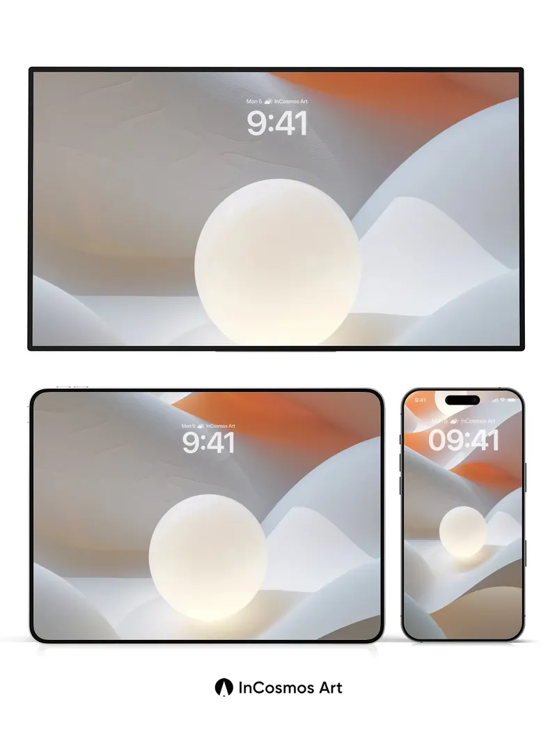 Luminous Dunes Wallpaper with Floating Orbs