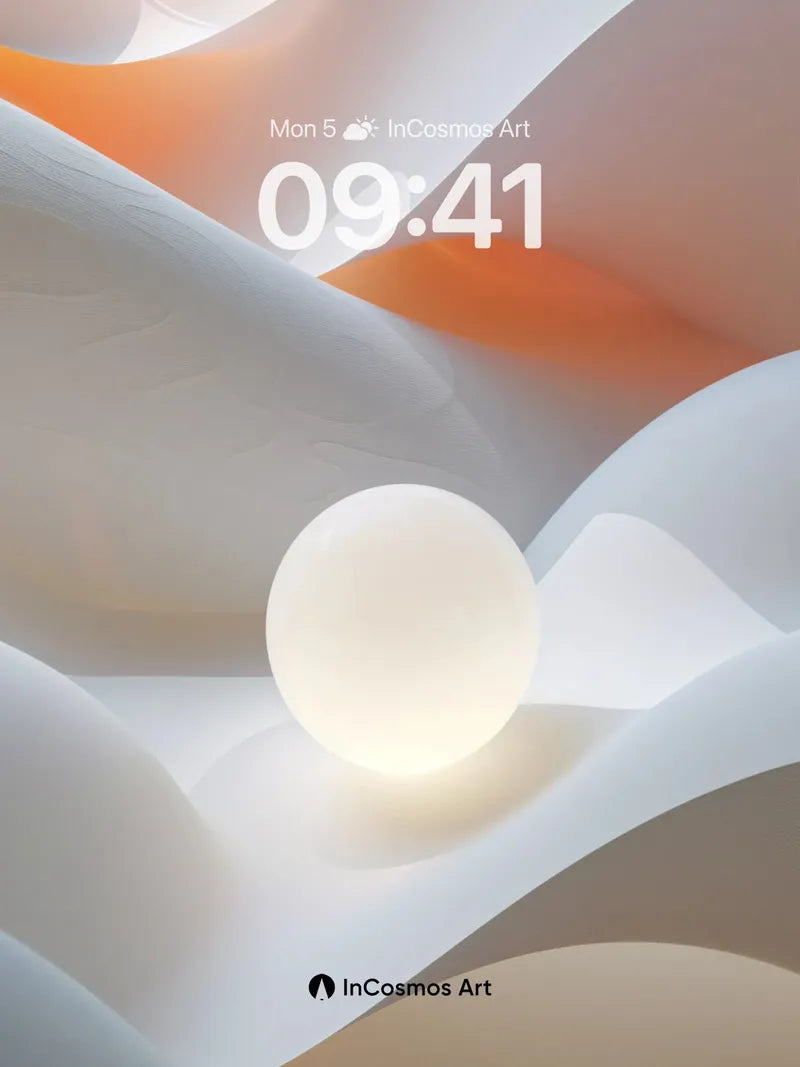 Luminous Dunes Wallpaper with Floating Orbs