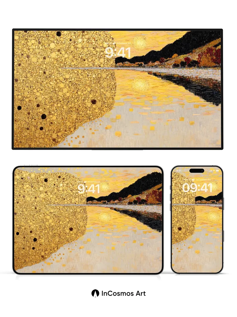 Golden Hush Wallpaper with Sunlit Reflections