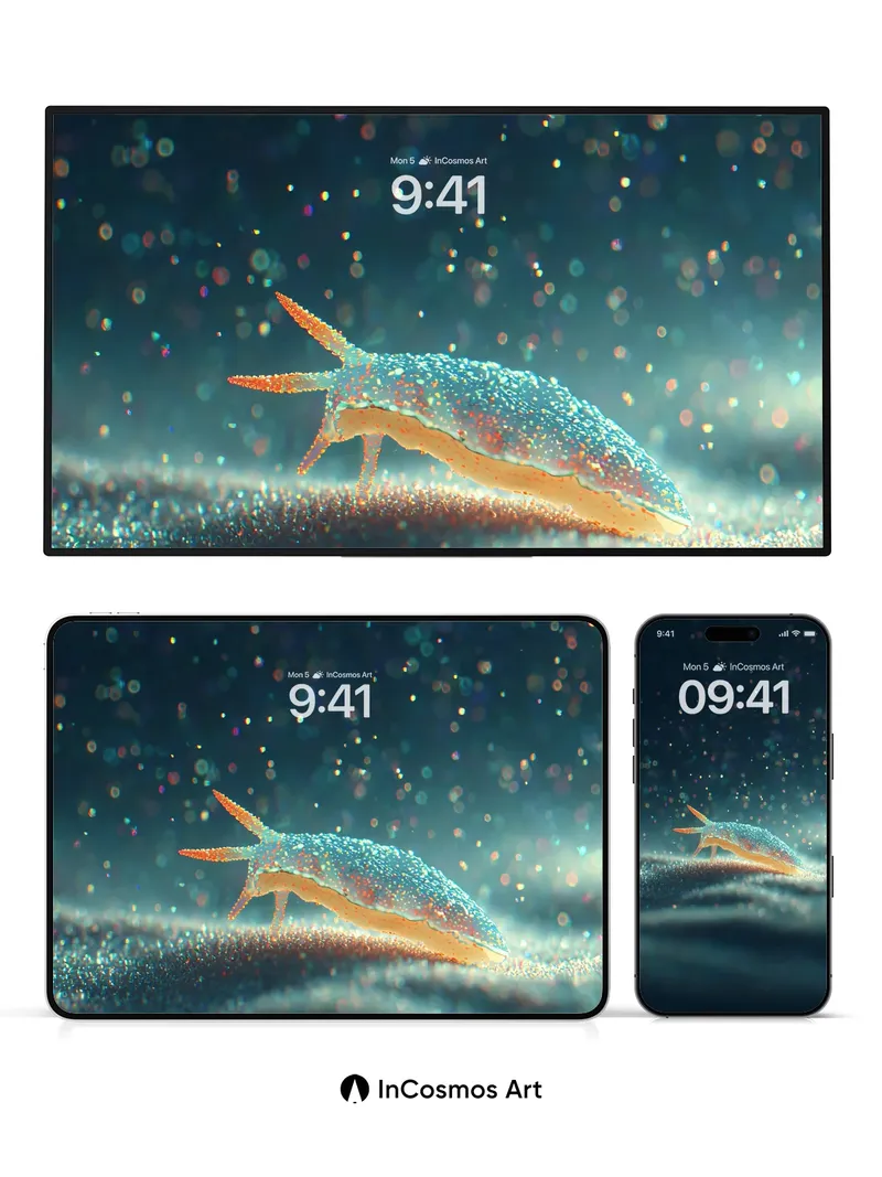 Luminous Sea Slug Wallpaper with Sparkling Depths