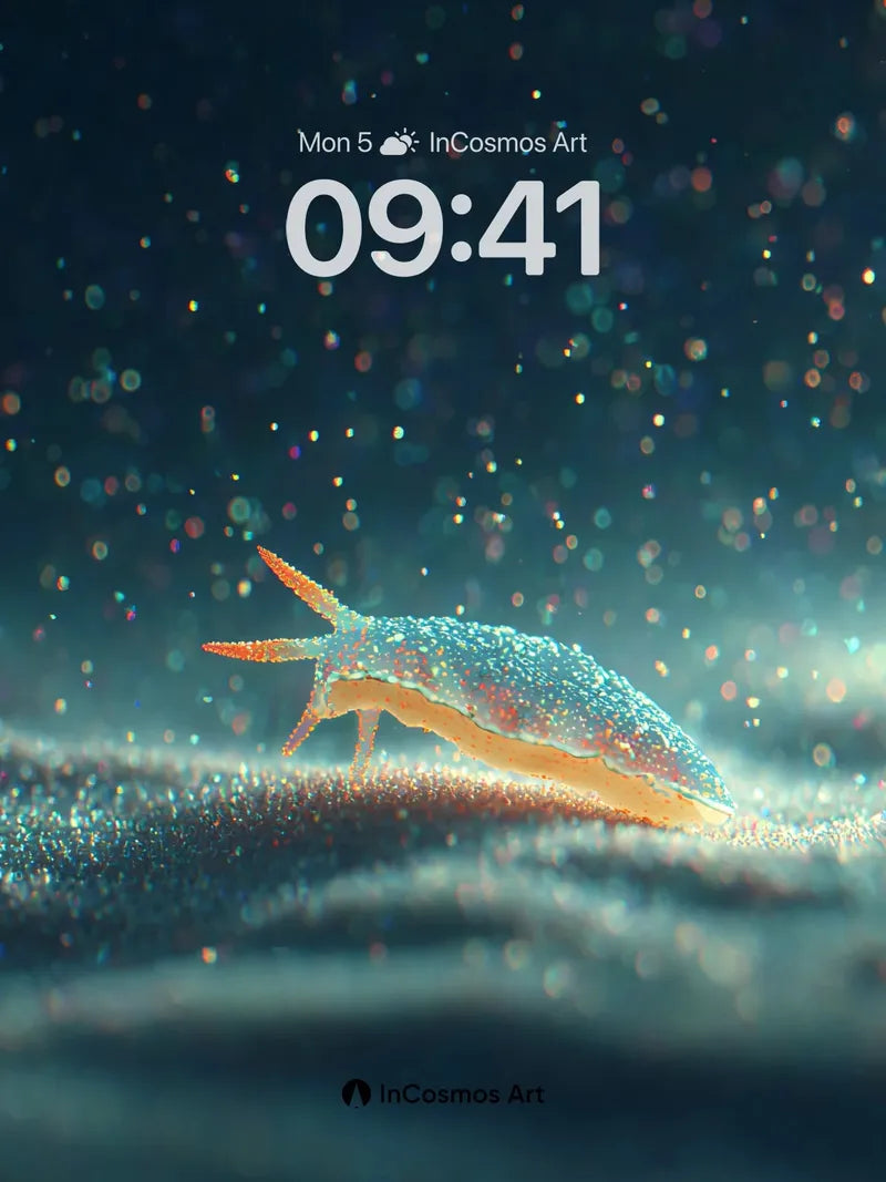 Luminous Sea Slug Wallpaper with Sparkling Depths wallpaper for iPhone, iPad & Mac
