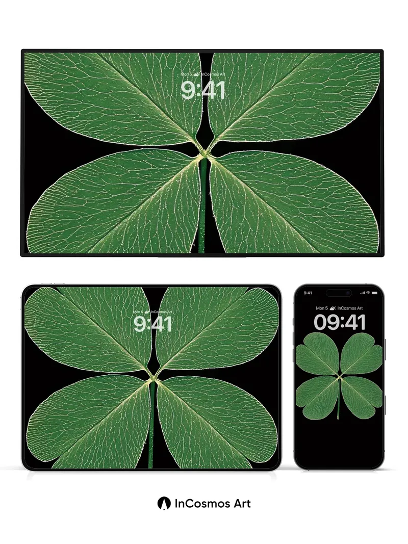 Serenity Clover Wallpaper with Veined Light