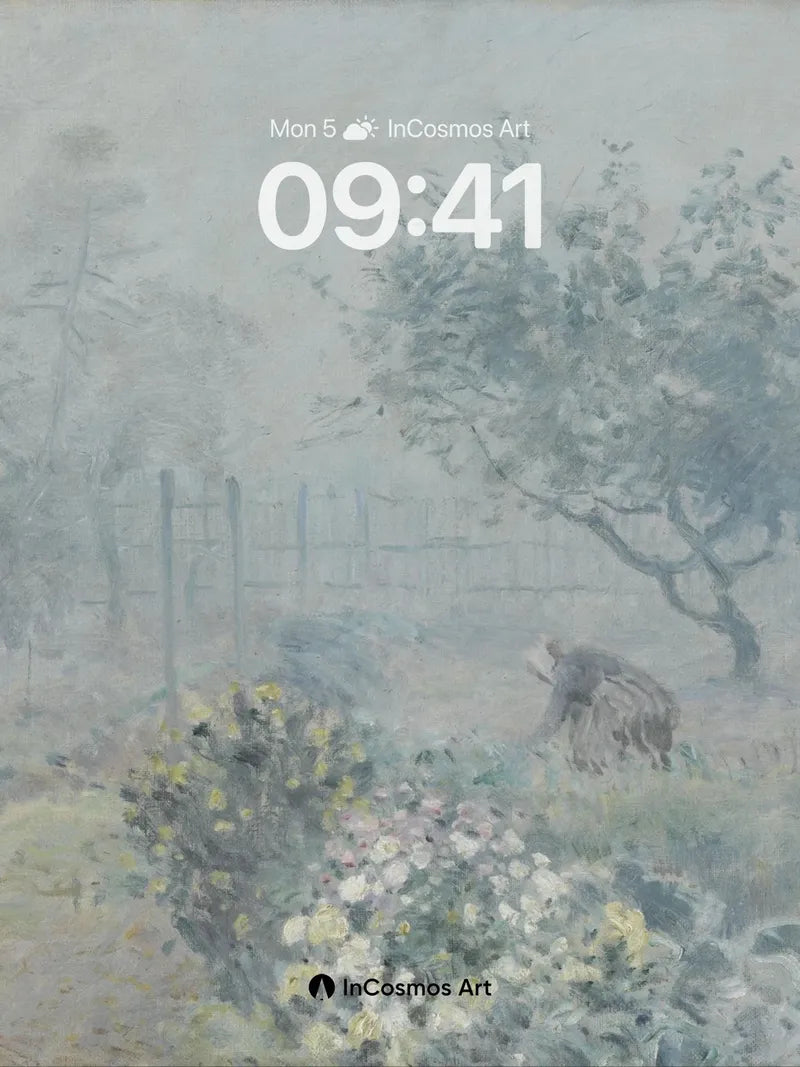 Misty Garden Wallpaper with Whispering Trees