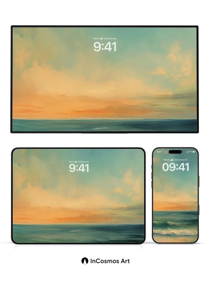 Serenity Horizon Wallpaper with Golden Fade