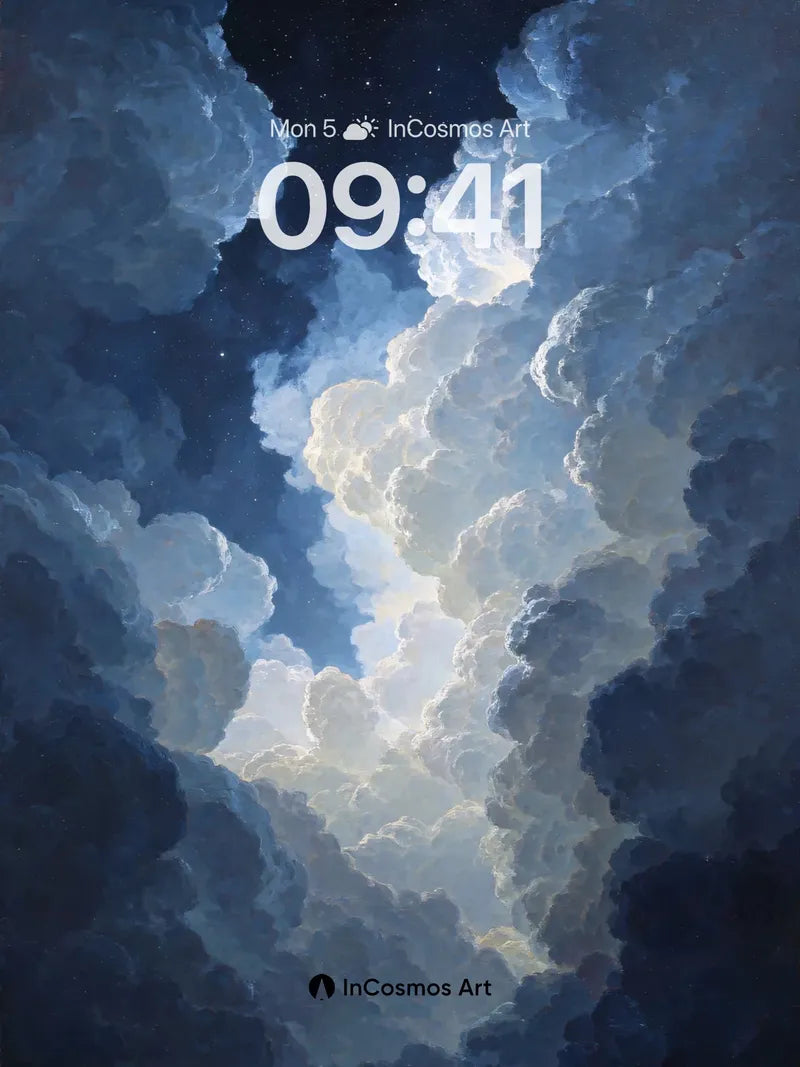 Serene Night Sky Wallpaper with Billowing Clouds