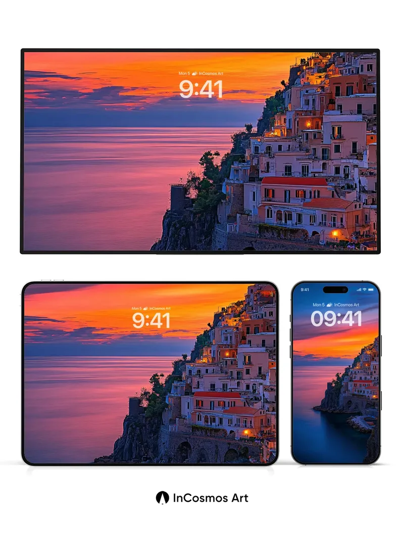 Crimson Cliffside Wallpaper with Sunlit Terraces