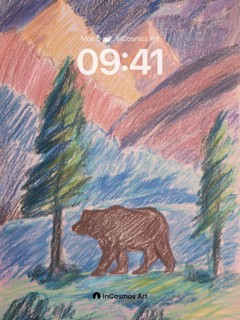 Serenity Bear Wallpaper with Mountain Hush wallpaper for iPhone, iPad & Mac