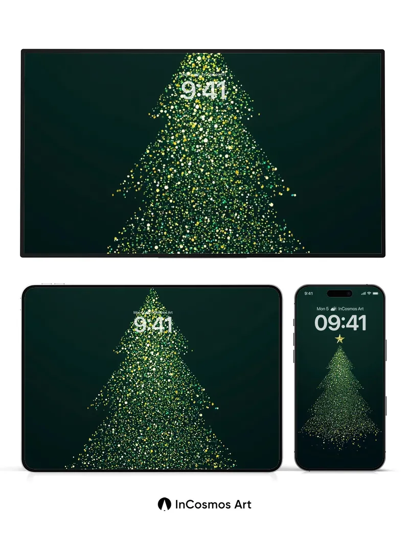 Stellar Pine Wallpaper with Golden Crown