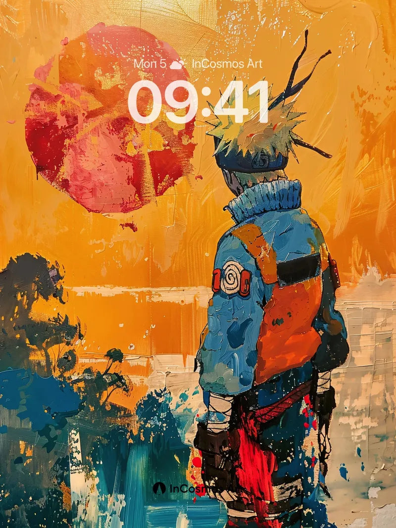 Sunset Echo Wallpaper with Spiky Silhouette