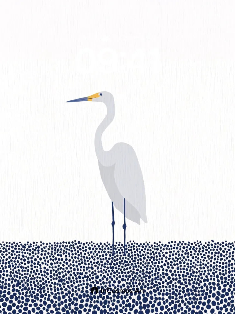 Serenity Heron Wallpaper with Polka Dot Ground