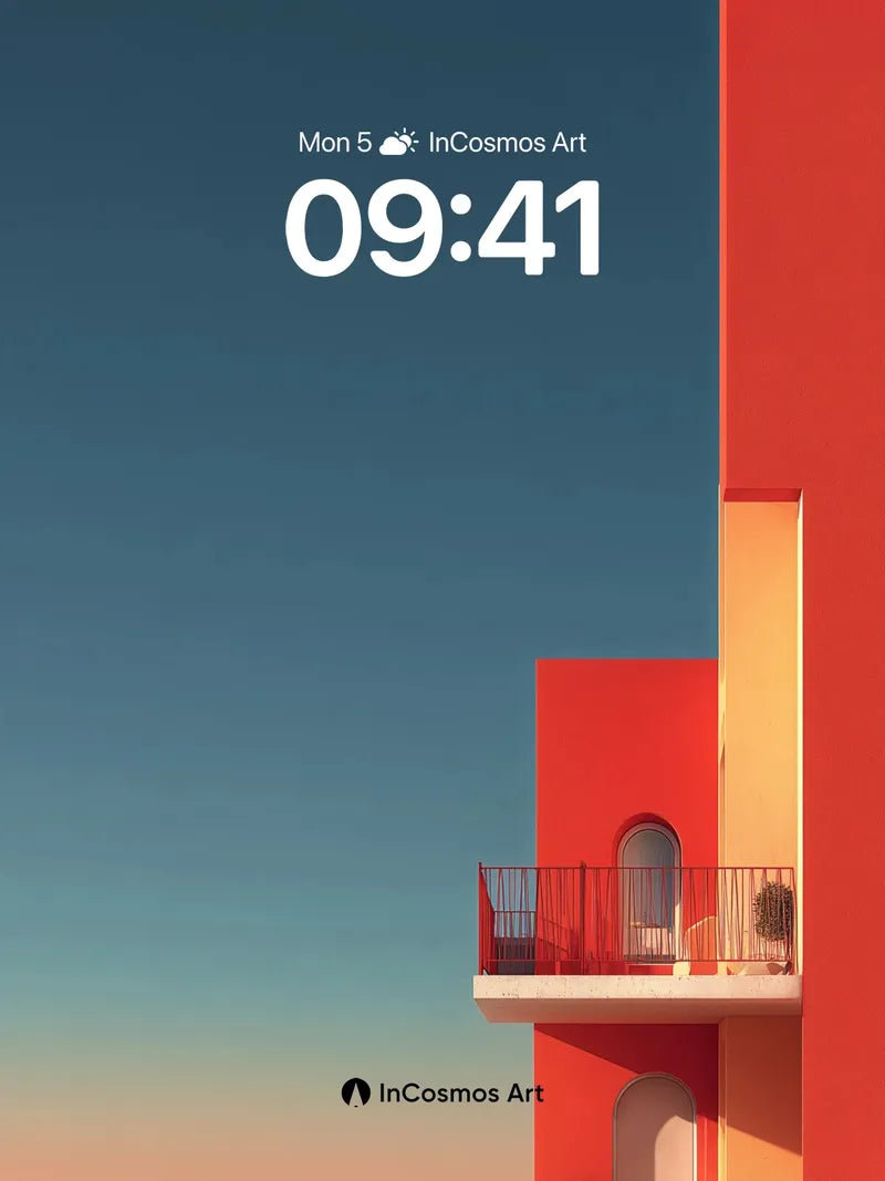 Crimson Horizon Wallpaper with Arched Whispers