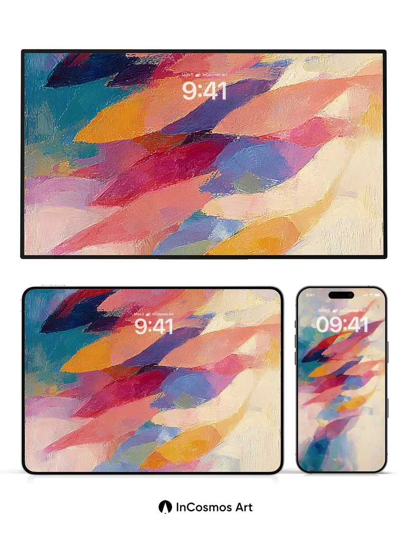 Whispering Petals Wallpaper with Floating Color Fields