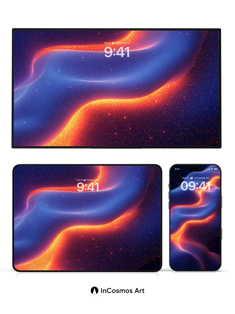 Cosmic Ember Wallpaper with Living Light Veins