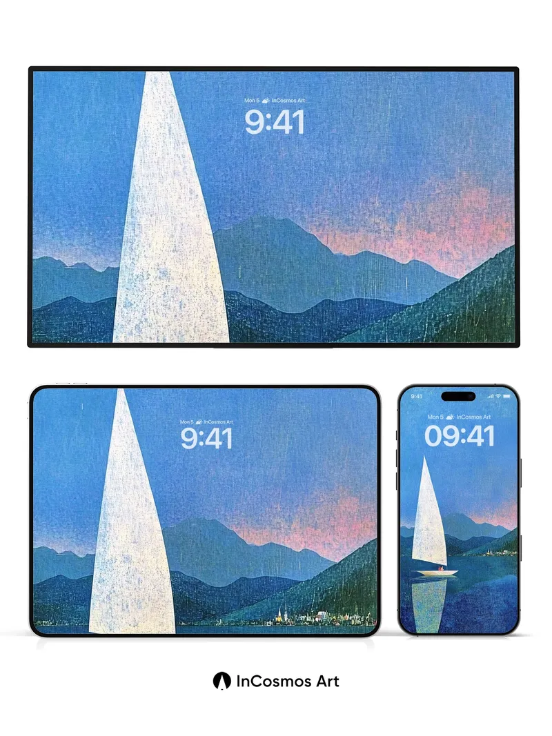 Serenity Sail Wallpaper with Mountain Hush