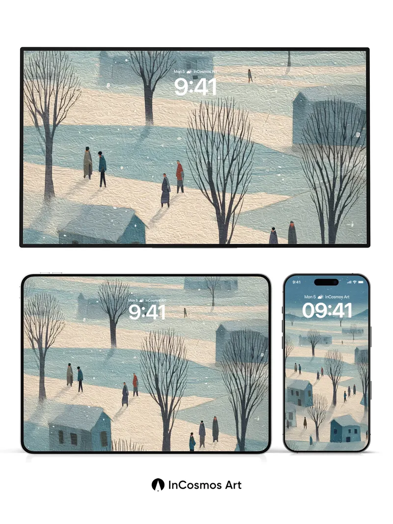 Frost-Lit Silence Wallpaper with Snowfall Whispers