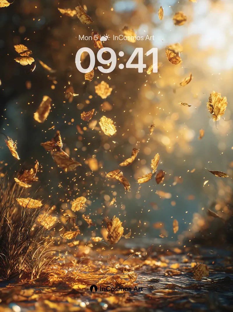 Golden Whirl Wallpaper with Sunlit Leaves wallpaper for iPhone, iPad & Mac
