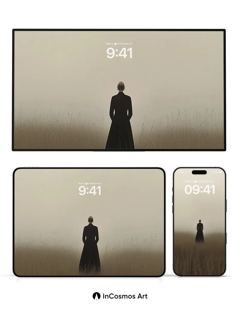 Misty Solitude Wallpaper with Silent Figure