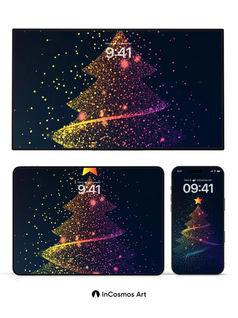 Stellar Sparkle Wallpaper with Cosmic Tree