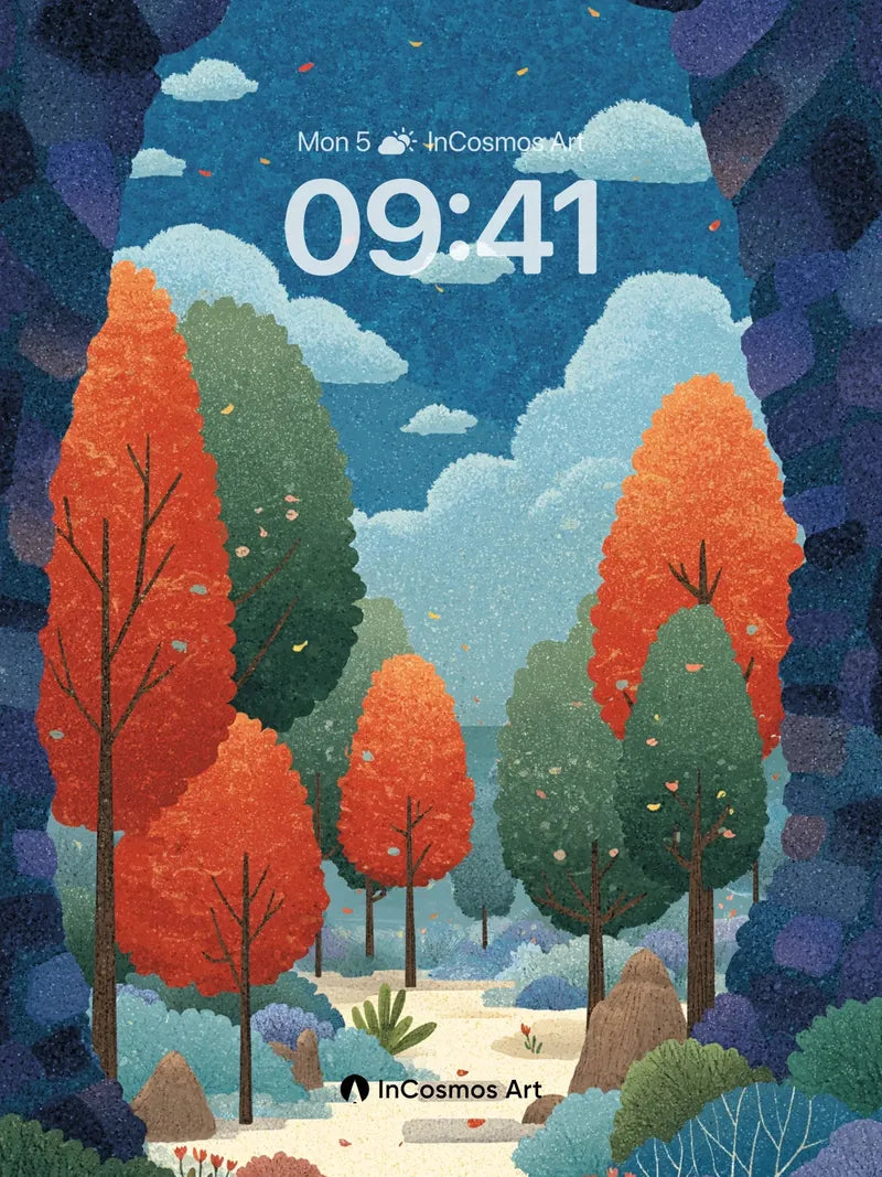 Autumn Whispers Wallpaper with Stone Archway wallpaper for iPhone, iPad & Mac