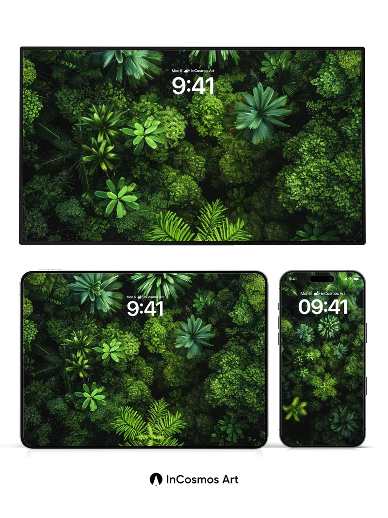 Emerald Canopy Wallpaper with Whispering Leaves