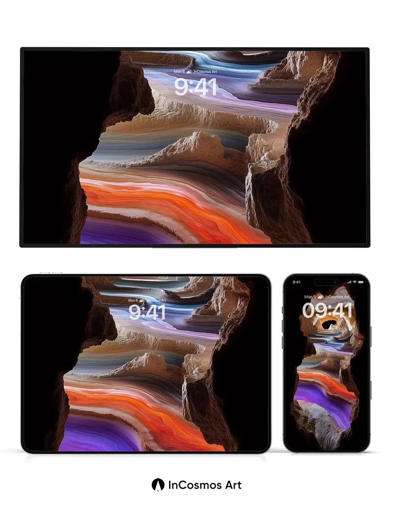 Cavern Mirage Wallpaper with Amber Veins