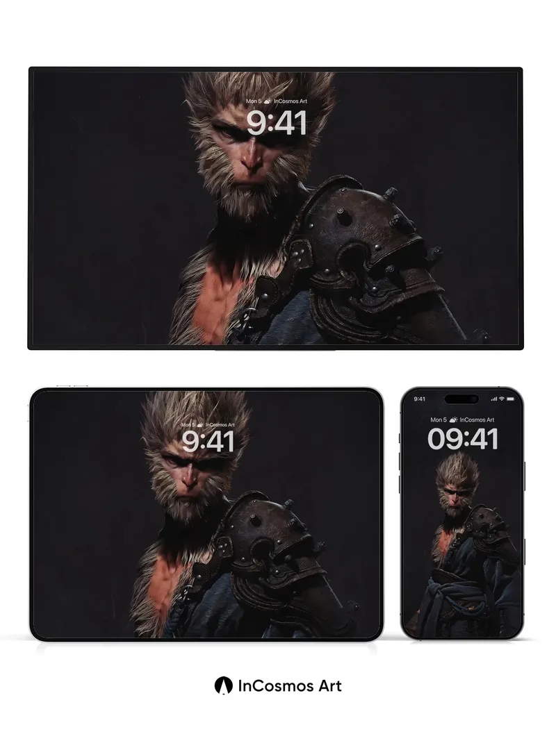 Shadowed Monkey Warrior Wallpaper with Iron Resolve