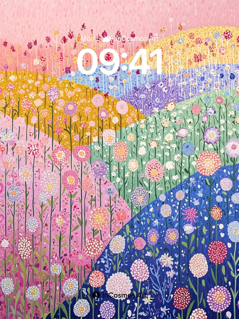 Whispering Meadow Wallpaper with Rainbow Currents
