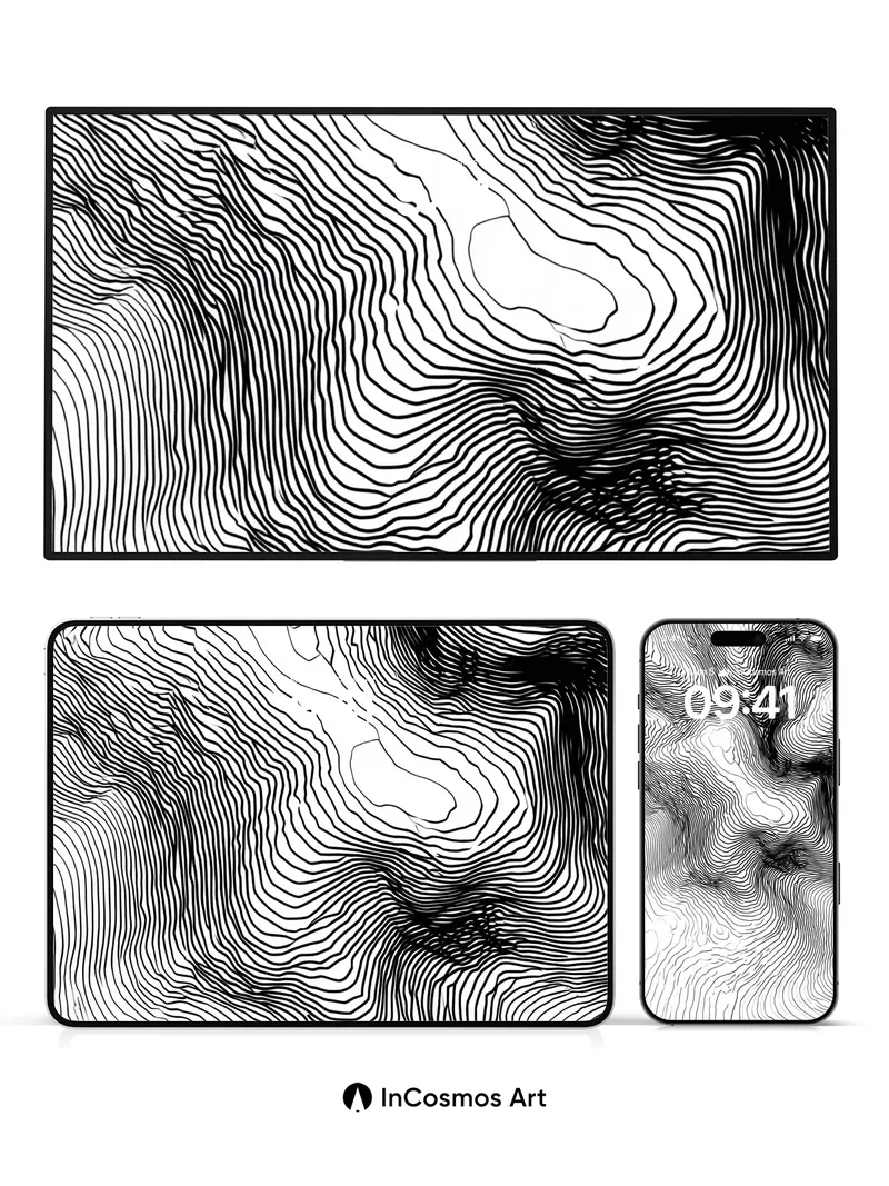 Topographic Whisper Wallpaper with Silent Contours