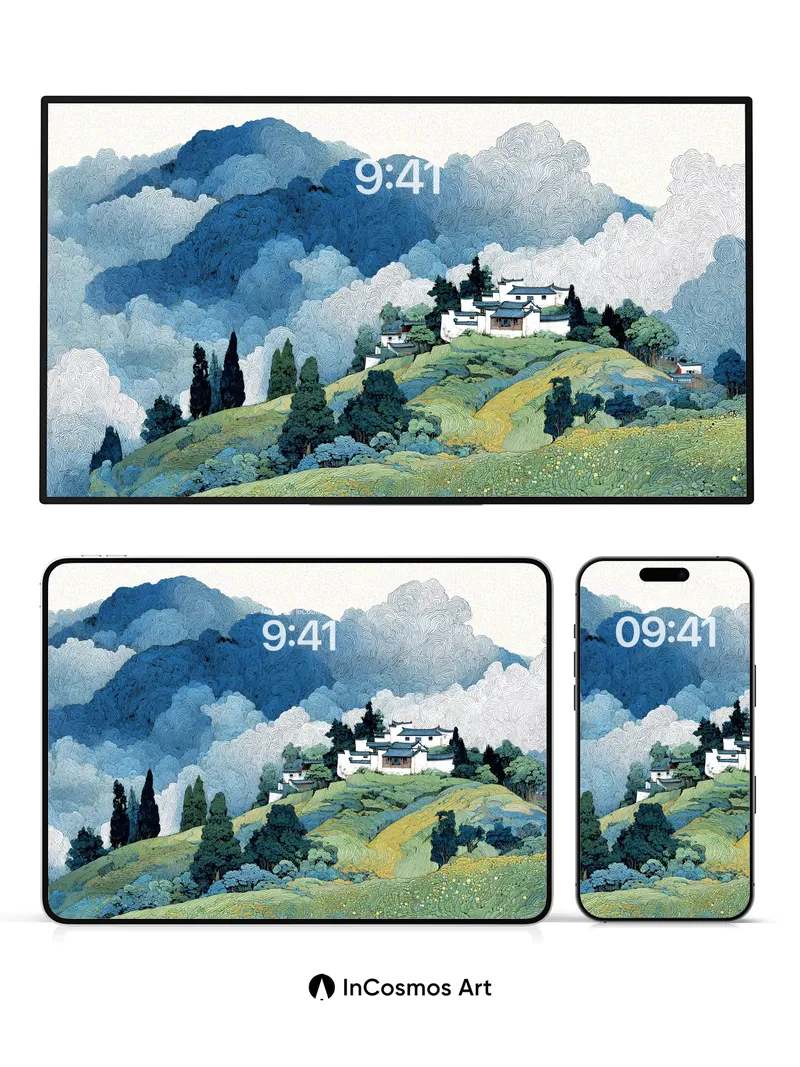 Serenity Peak Wallpaper with Whispering Clouds